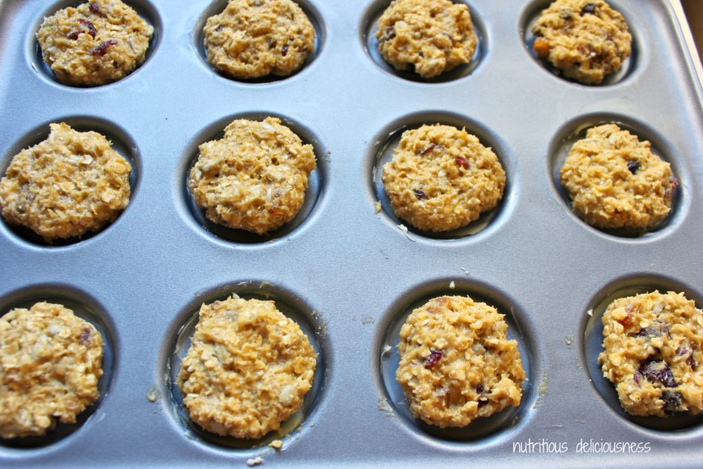 Seedy fruity cookie dough in baking pan