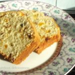 Coconut Almond Fruit Loaf on a plate.