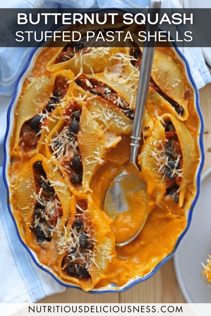 Stuffed Pasta Shells with Butternut Squash Sauce pin