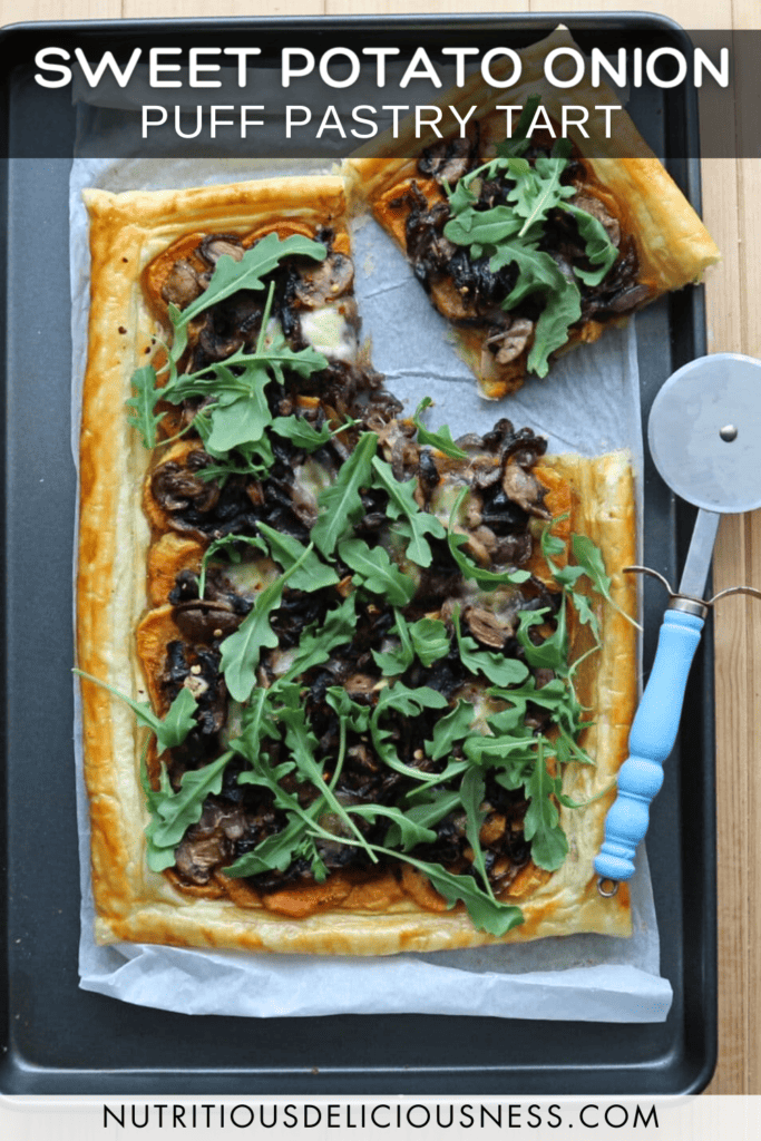 Sweet Potato Red Onion Puff Pastry Tart pin