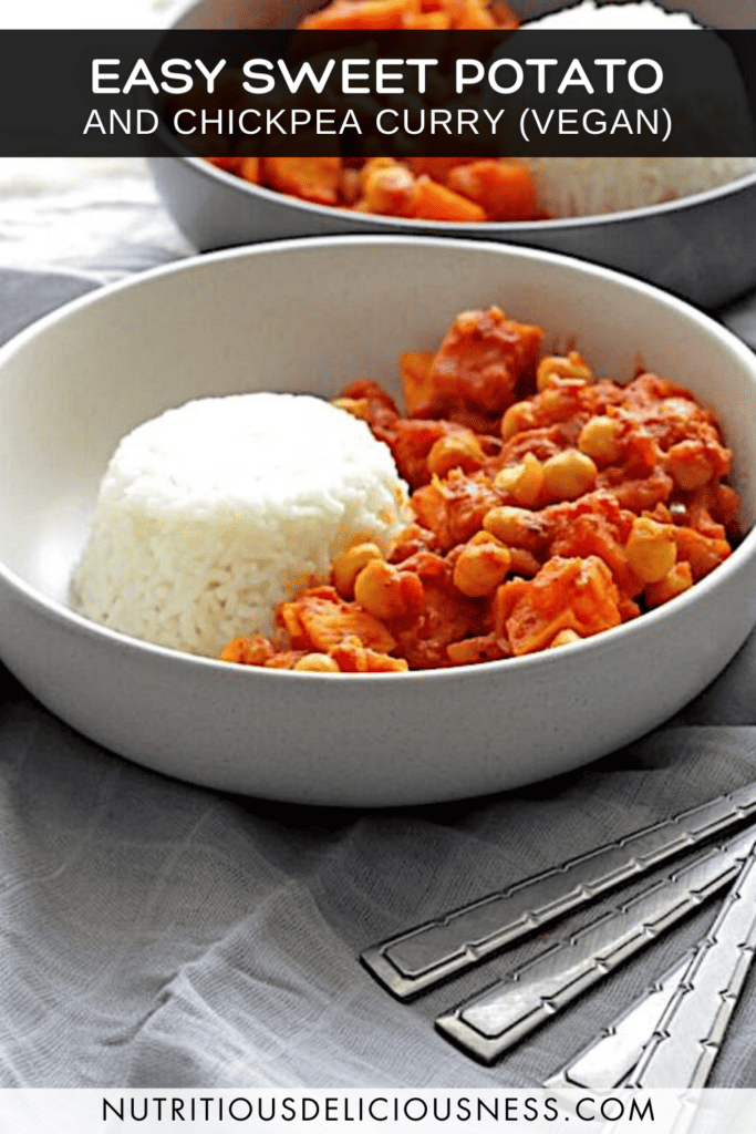 Easy Sweet Potato and Chickpea Curry (Vegan) pin