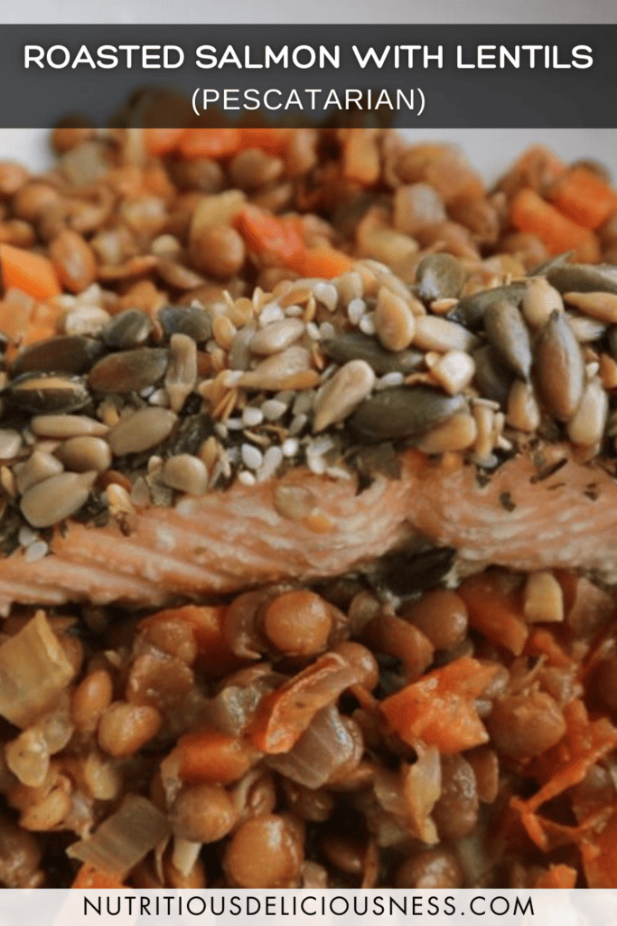 Roasted Seeded Salmon with Green Lentils pin
