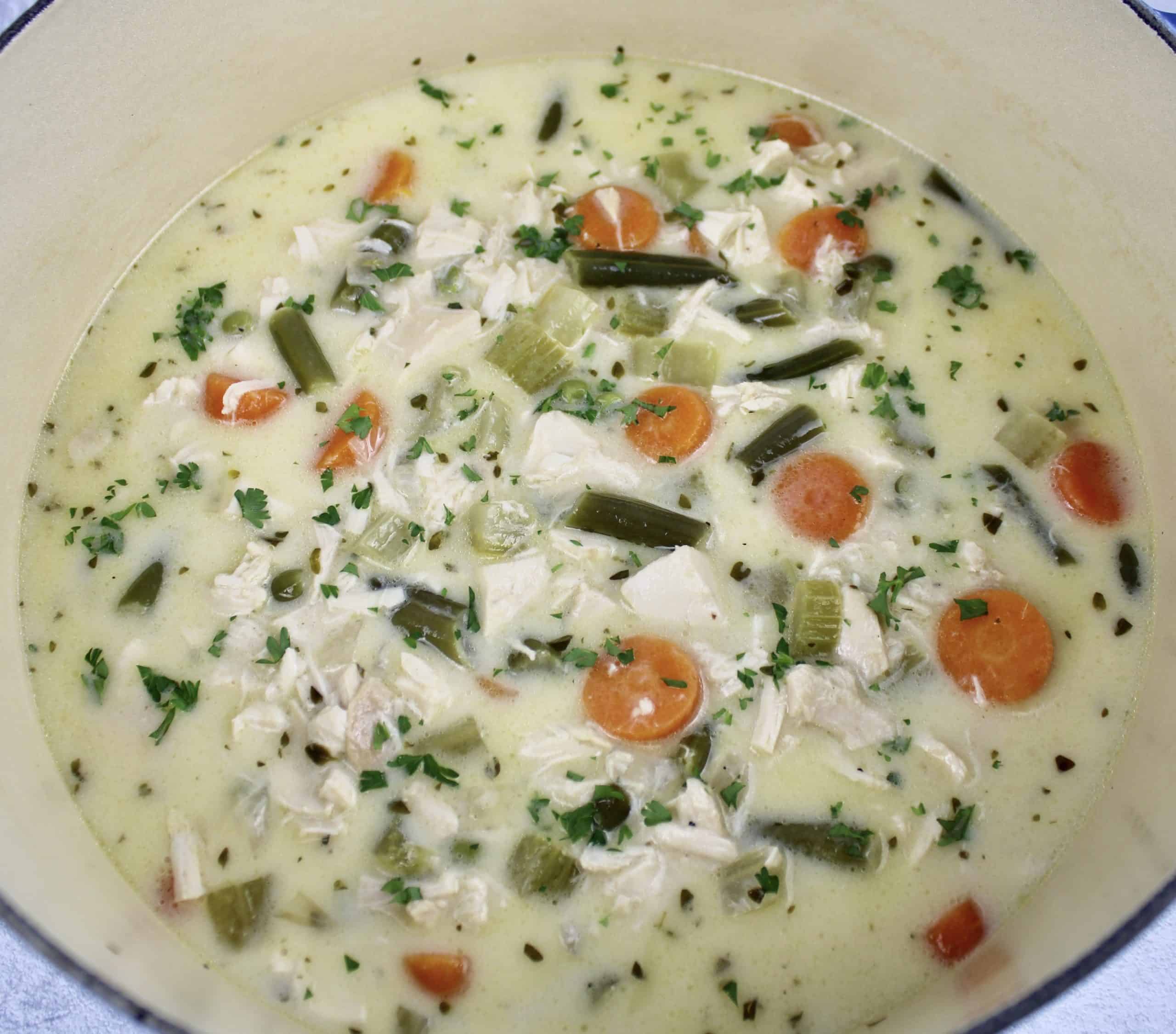 Chicken Pot Pie Soup in pot