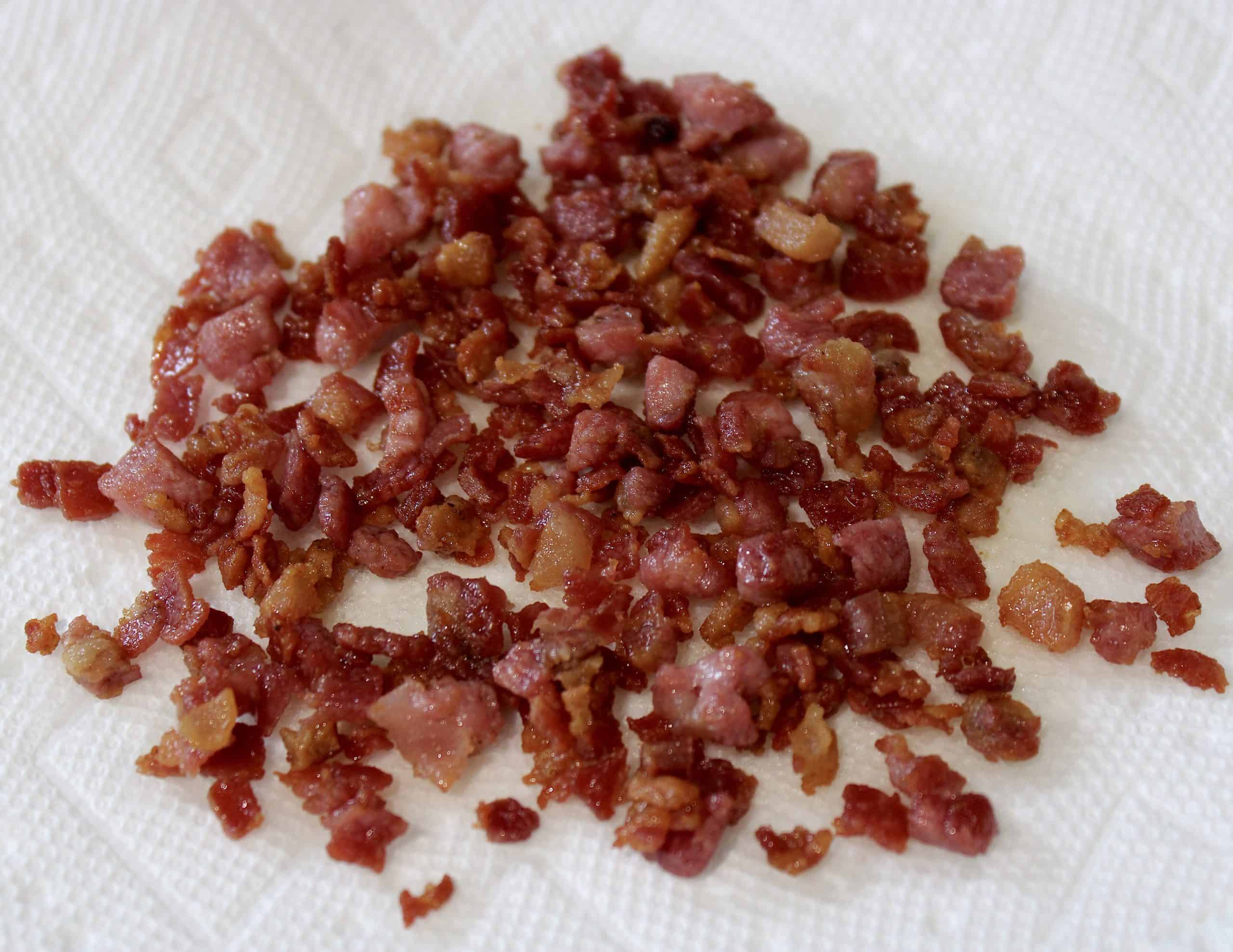 crispy pancetta on paper towels