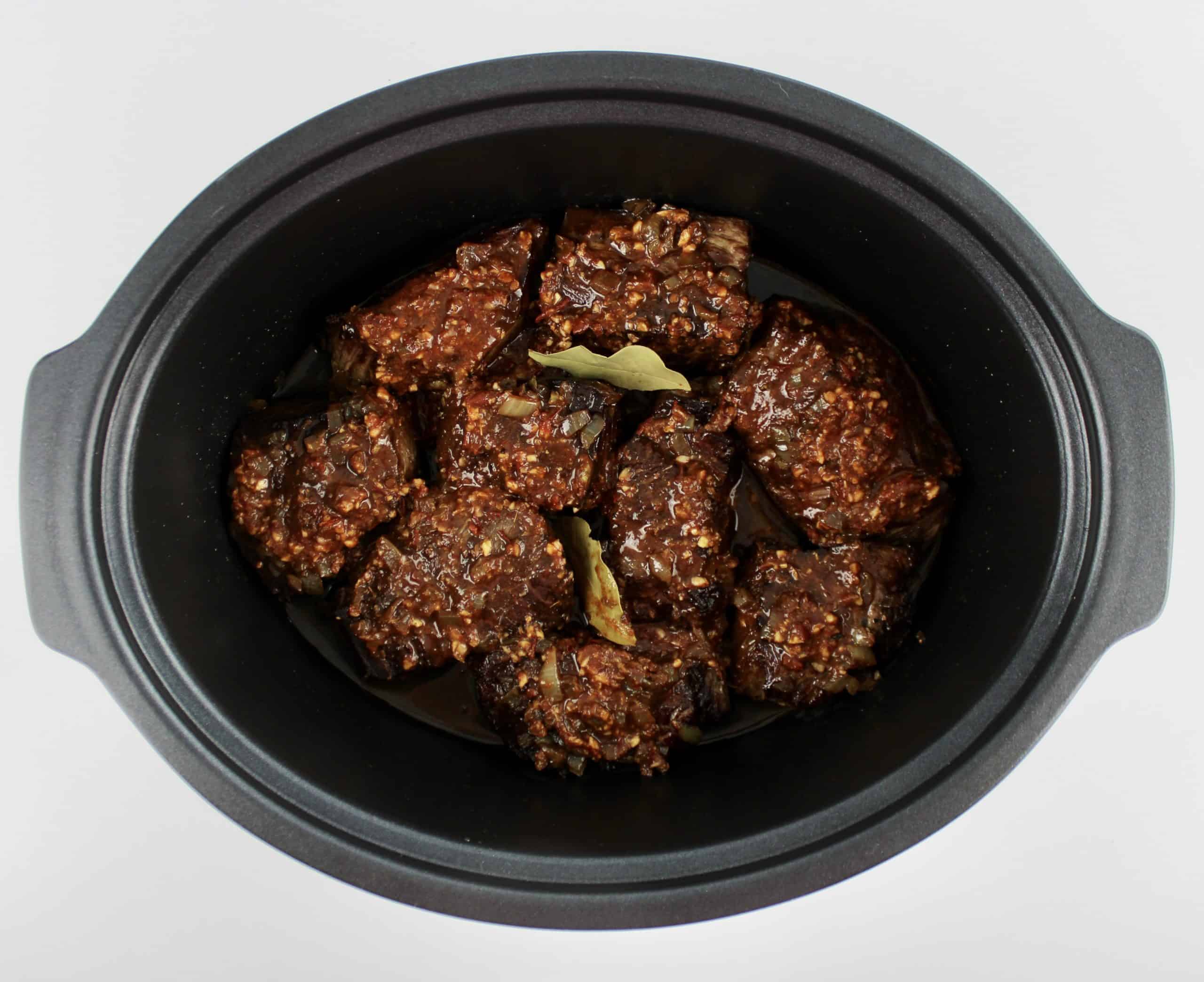 Slow Cooker Beef Barbacoa uncooked in slow cooker