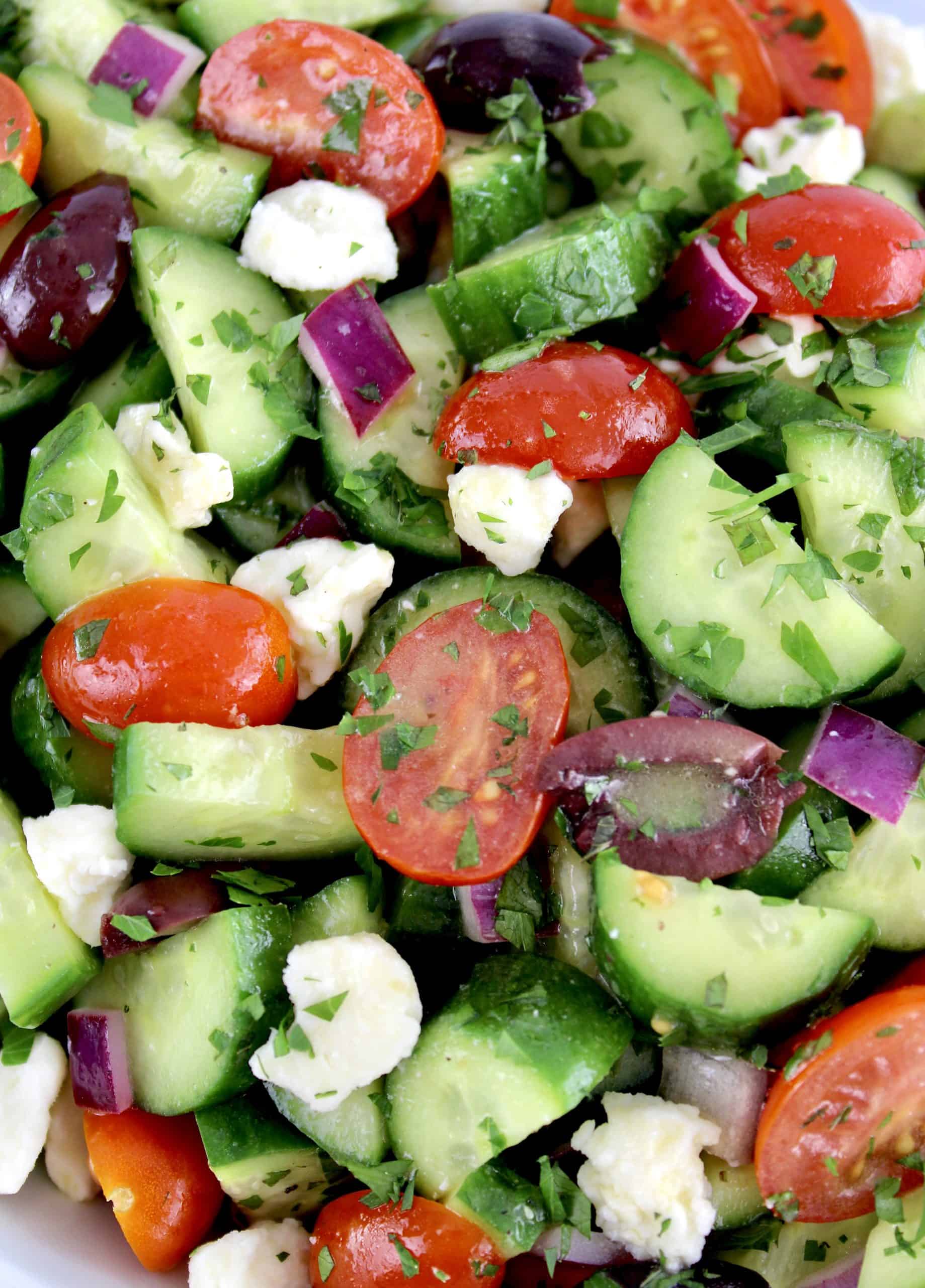 closeup of Mediterranean Cucumber Salad