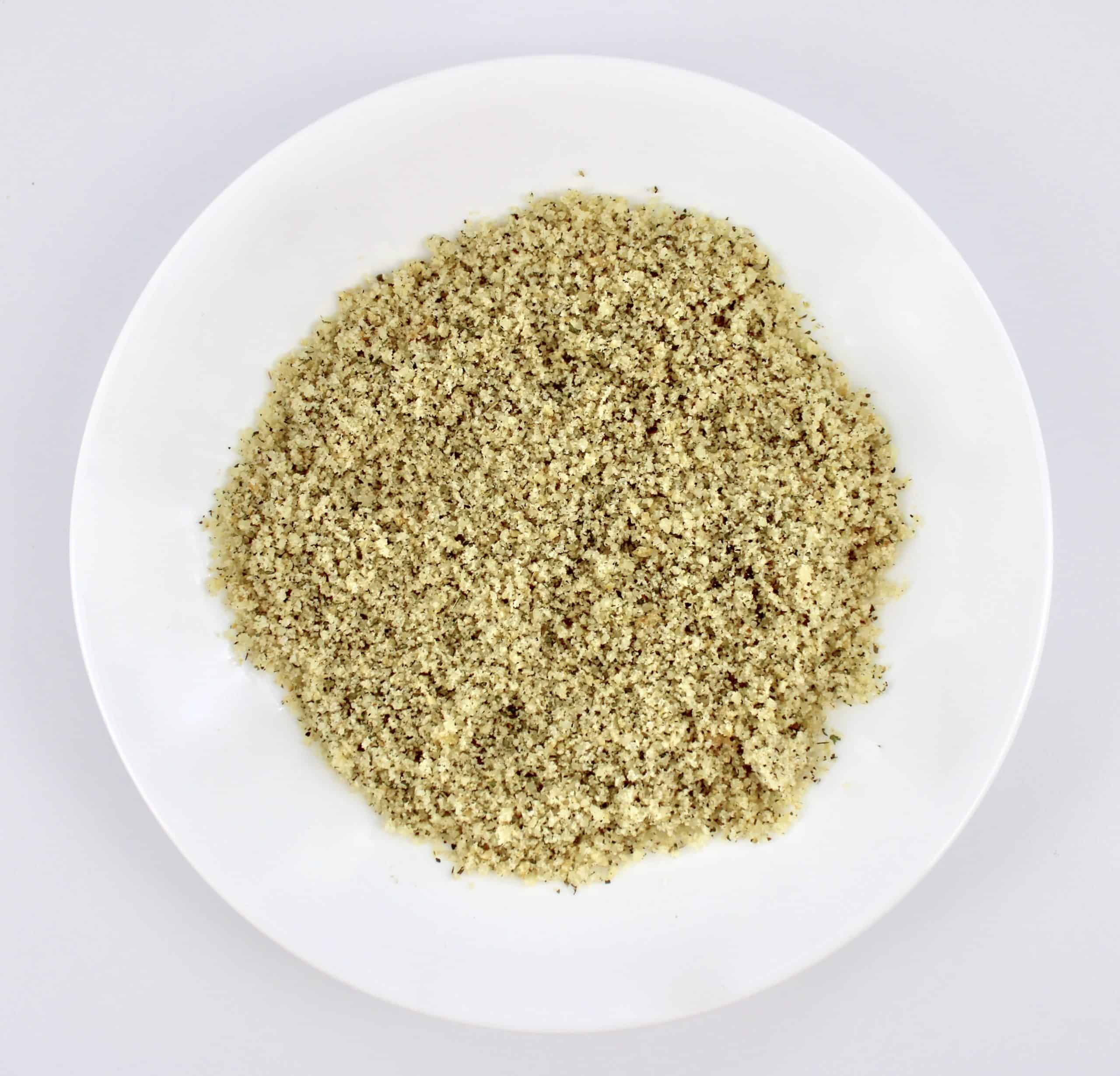 Crispy Chicken Salad  breading for chicken on white plate