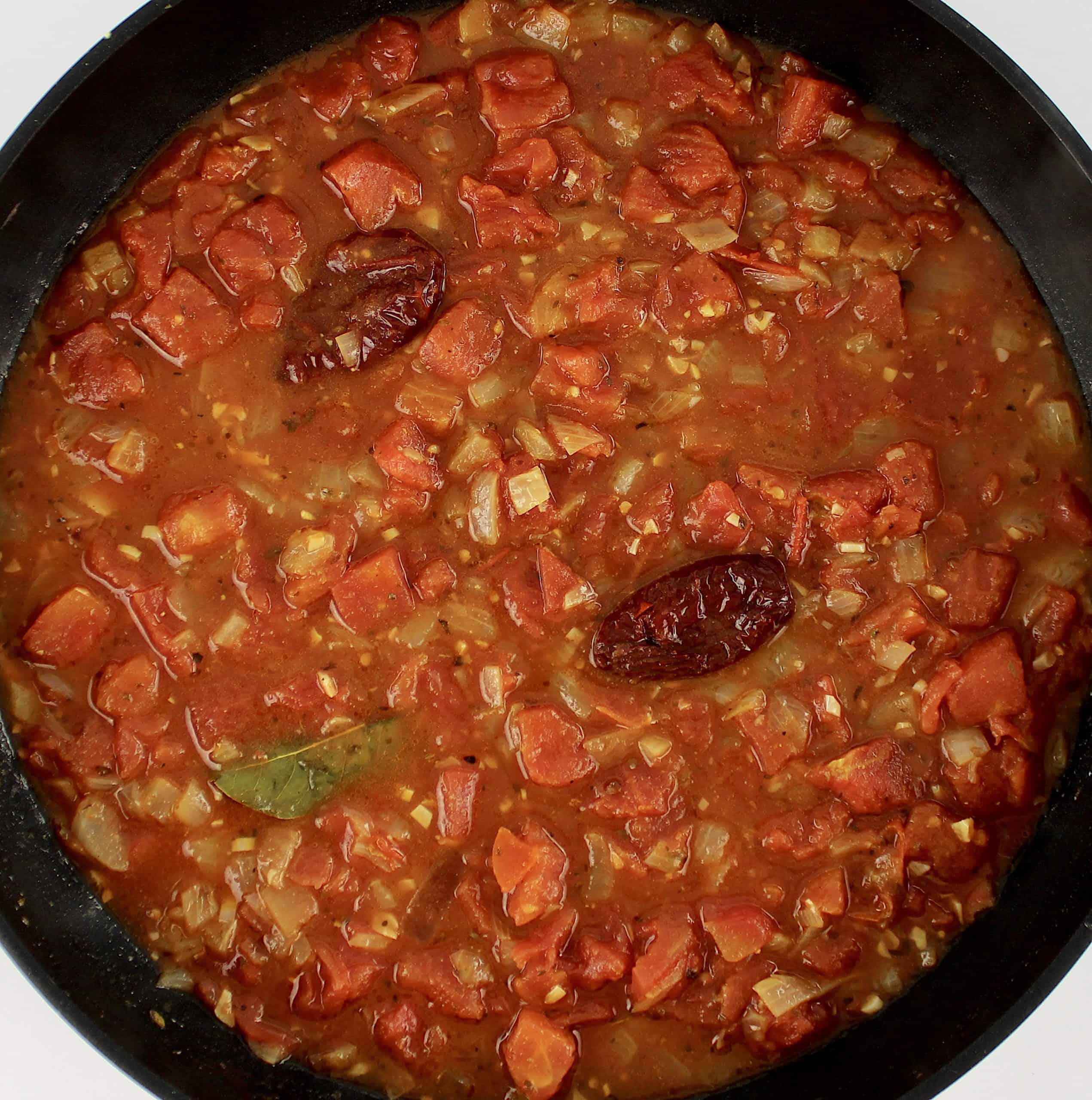 Chicken Tinga sauce in skillet unblended