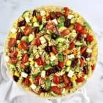 overhead view of Greek Pasta Salad