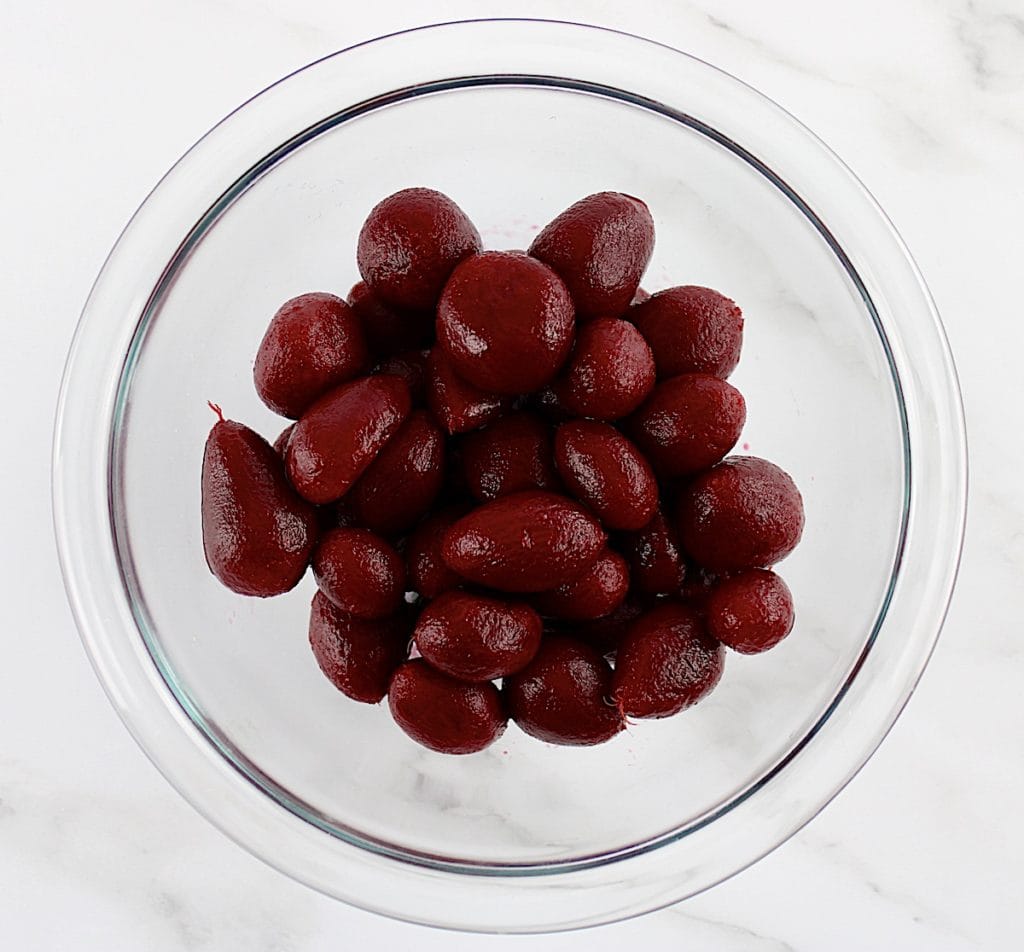 baby pickled beets in glass jar