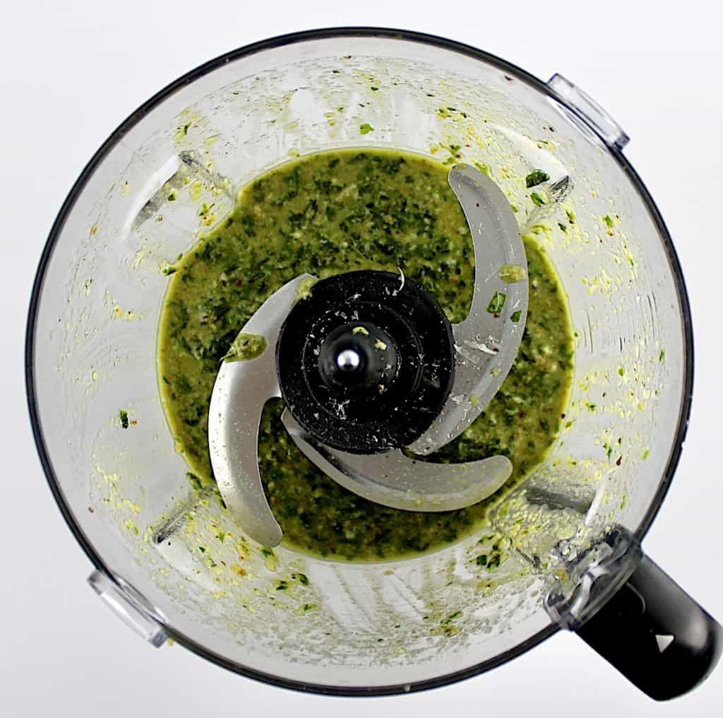 pesto sauce in food processor bowl