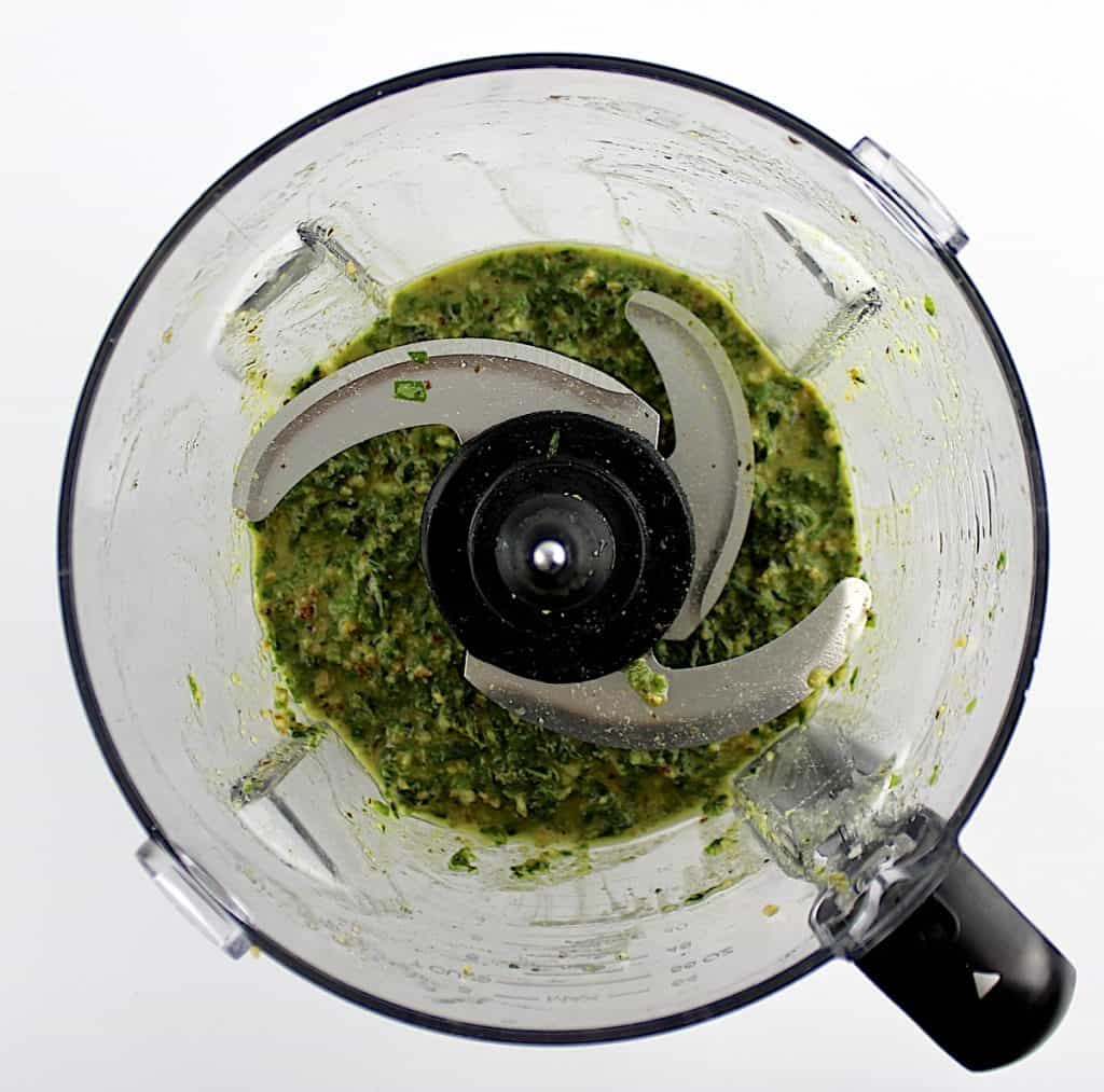 pesto sauce in food processor bowl