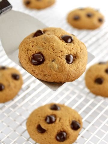 Gluten Free Pumpkin Cookie being held up with spatula