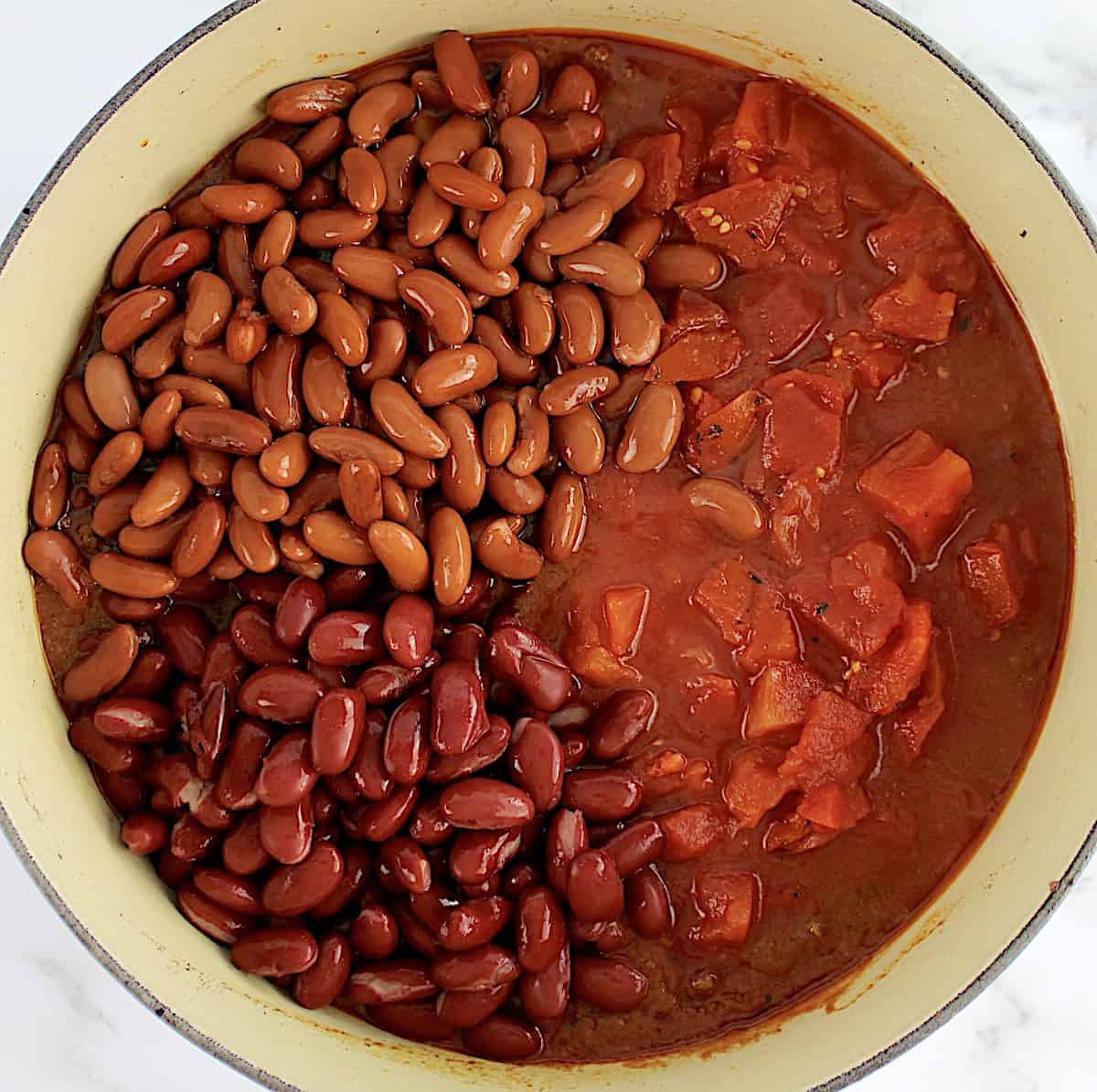 Best Homemade Chili ingredients in pot uncooked