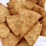 Homemade Pita Chips in white bowl