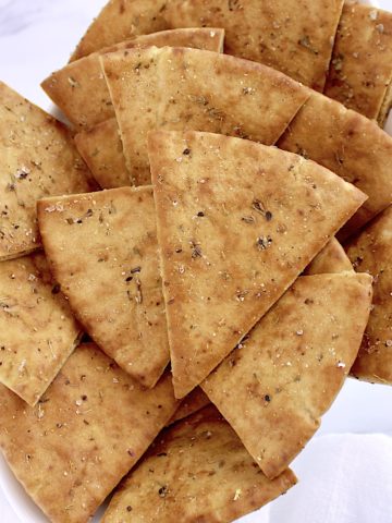 Homemade Pita Chips in white bowl