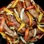 Italian Sausage and Peppers in air fryer basket