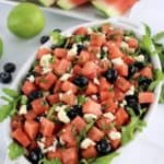 watermelon salad with blueberries and feta cheese