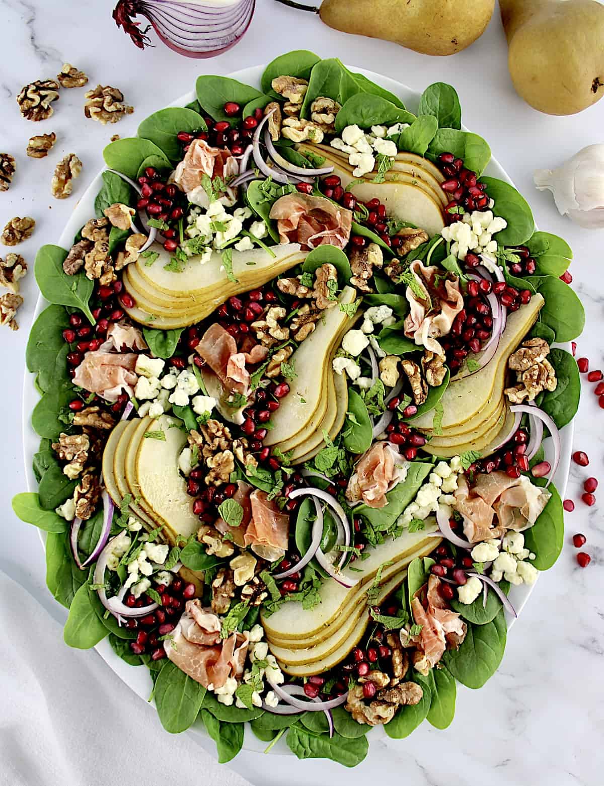 Pear and Pomegranate Spinach Salad