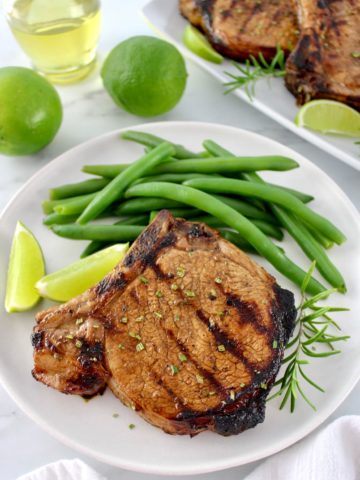 Easy Grilled Pork Chop on white plate