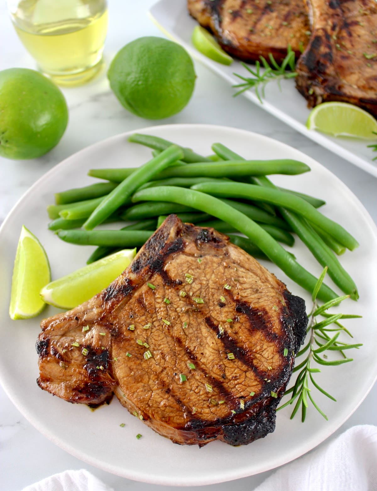 Easy Grilled Pork Chop on white plate