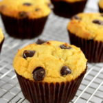 closeup of Ricotta Chocolate Chip Muffins on cooling rack