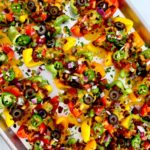 Loaded Bell Pepper Nachos on sheet pan