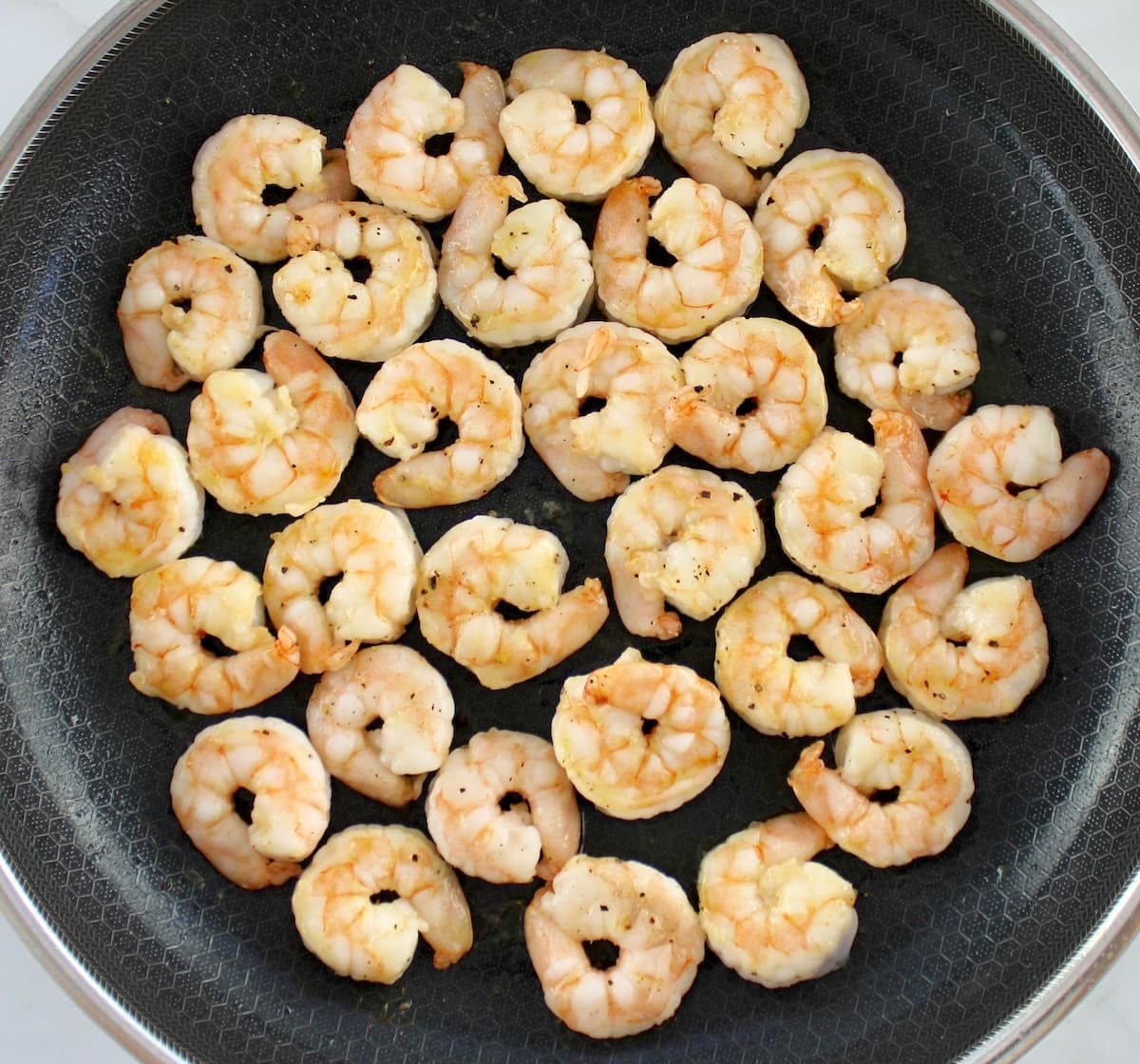 cooked shrimp in skillet