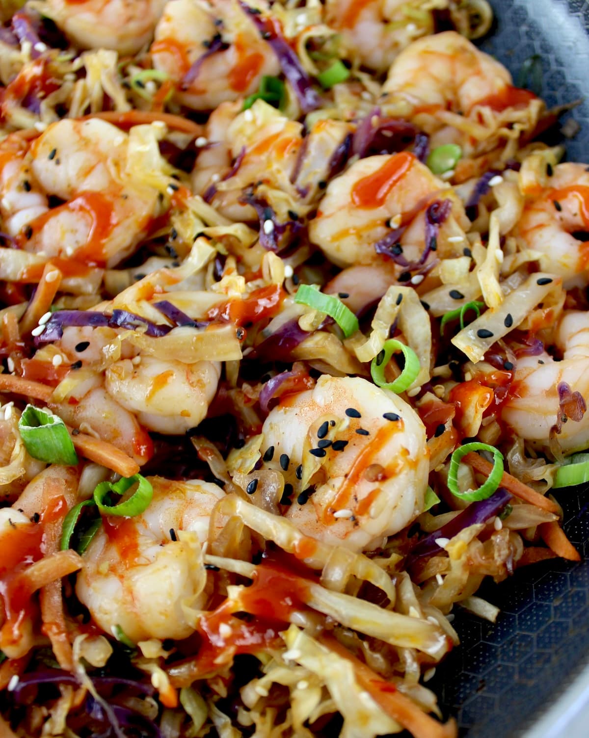 closeup of Shrimp Egg Roll in a Bowl in skillet