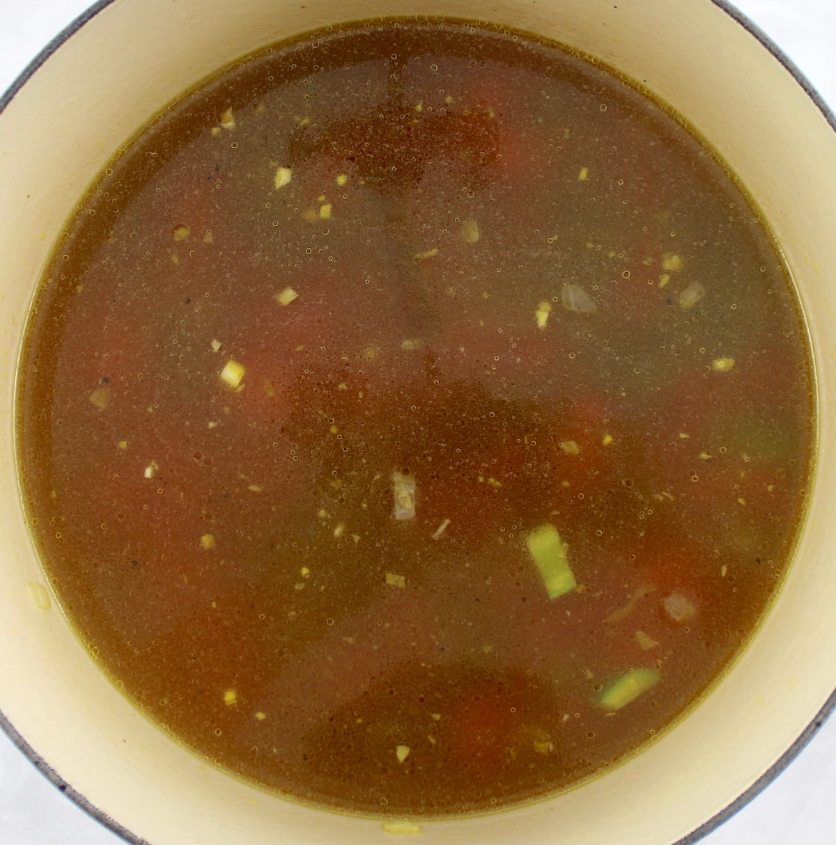 chicken broth in dutch oven