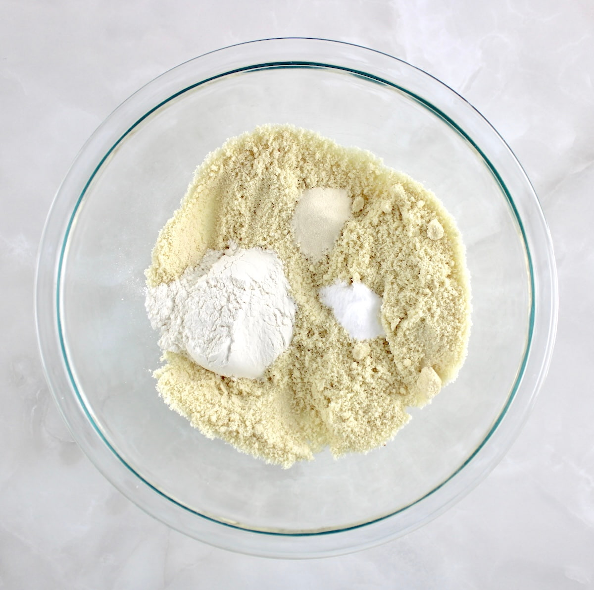 Pecan Pie Cookies dry ingredients in glass bowl unmixed