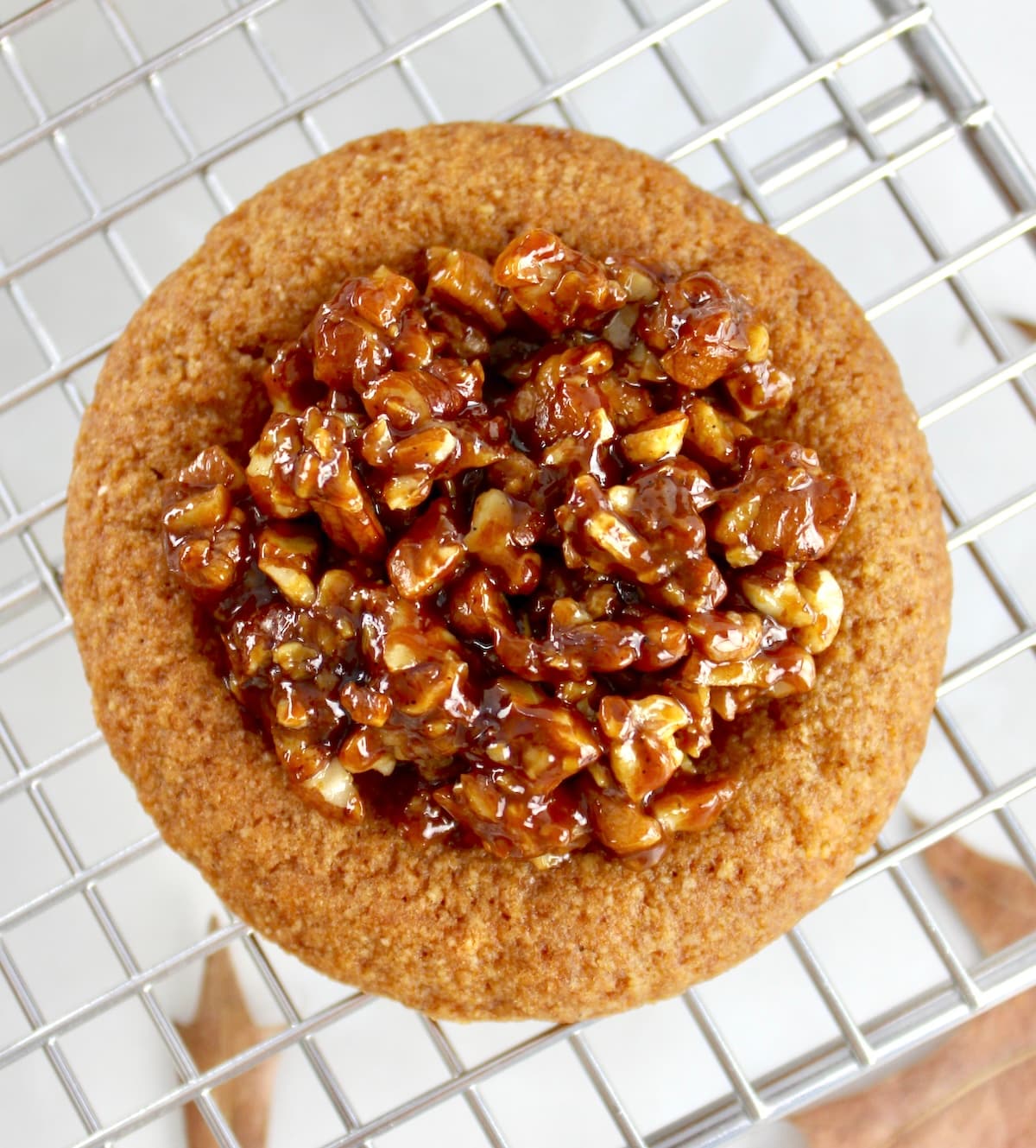 closeup of Pecan Pie Cookie on cooling rack