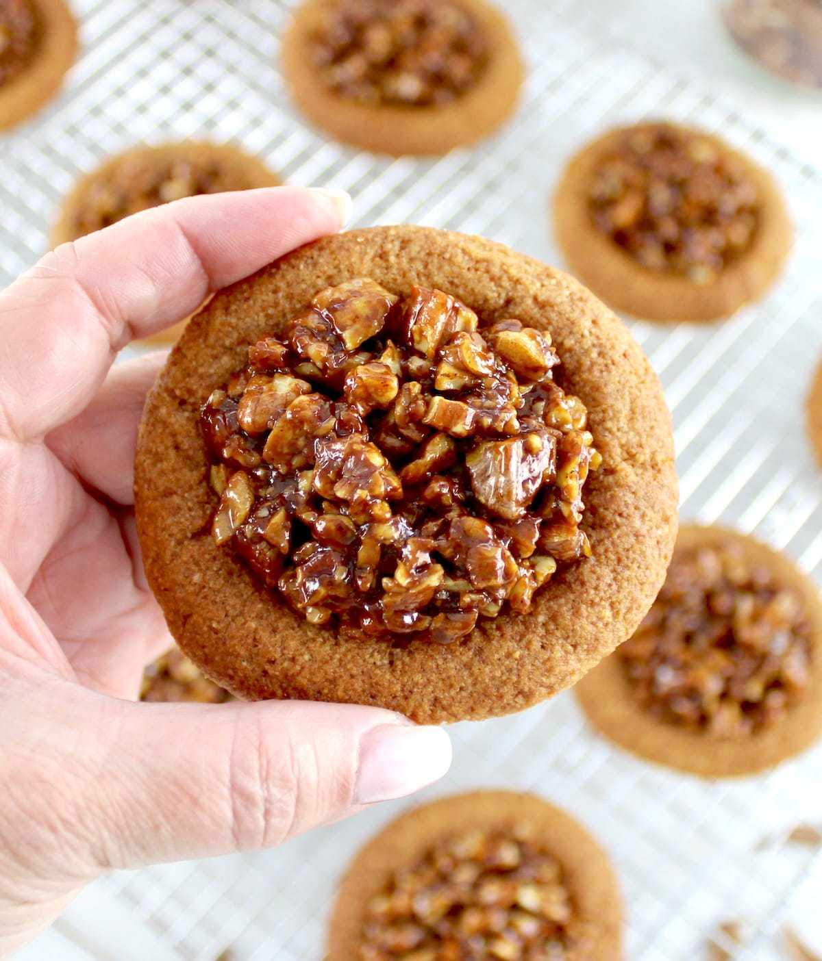 holding up Pecan Pie Cookie