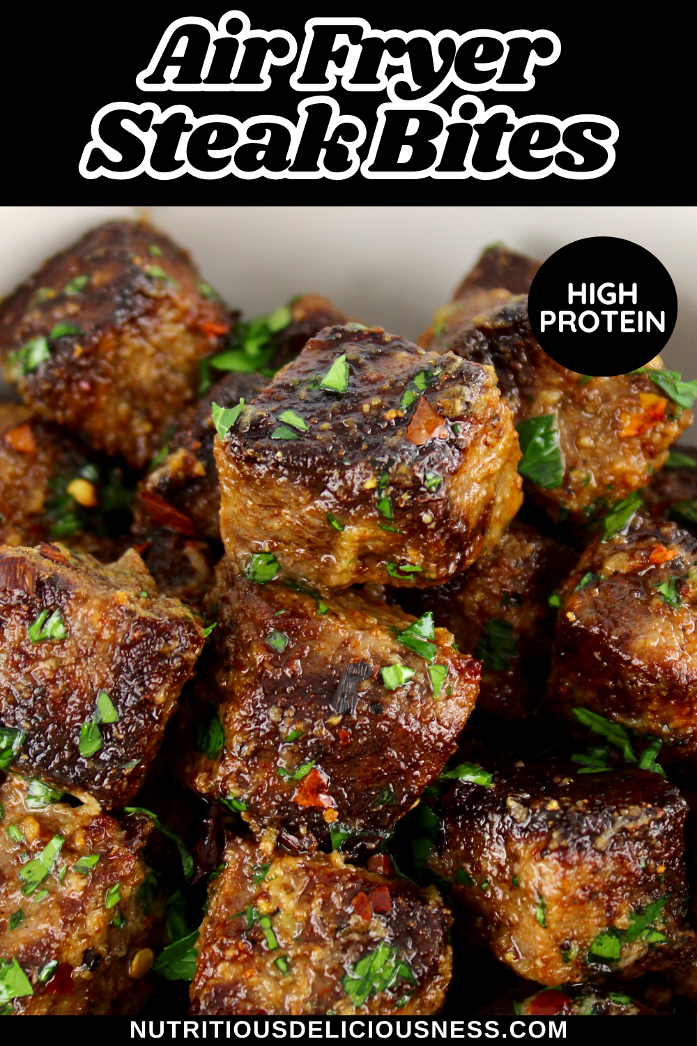 Air Fryer Steak Bites pin