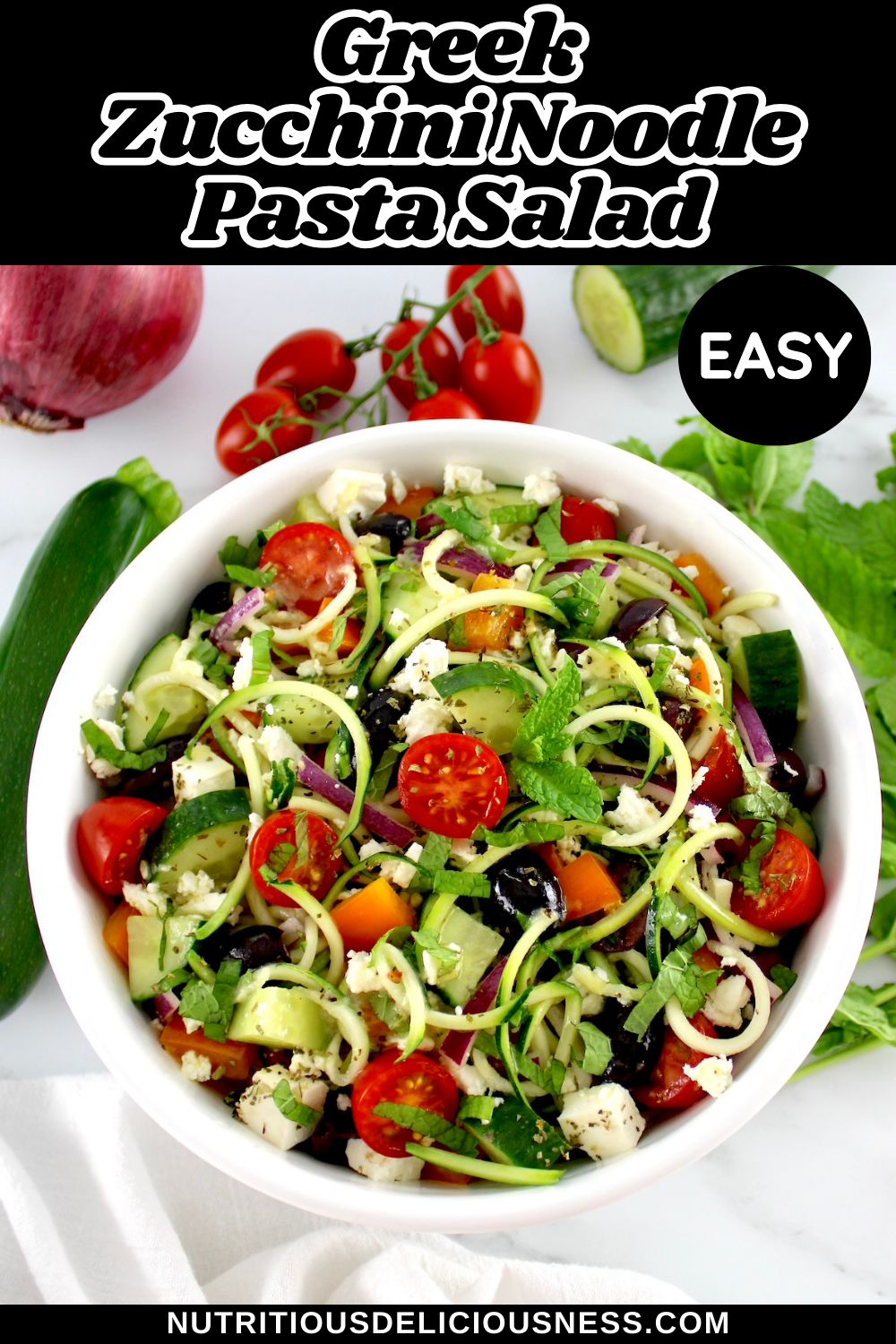 Greek Zucchini Pasta Salad pin