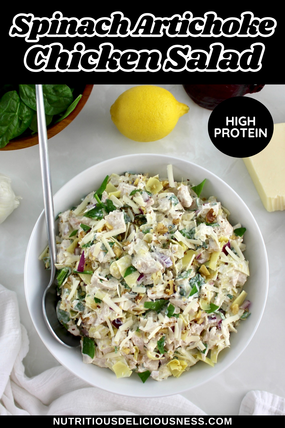 Spinach Artichoke Chicken Salad pin