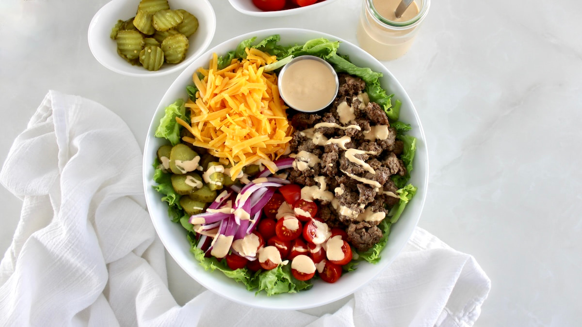 overhead view of Burger Bowl