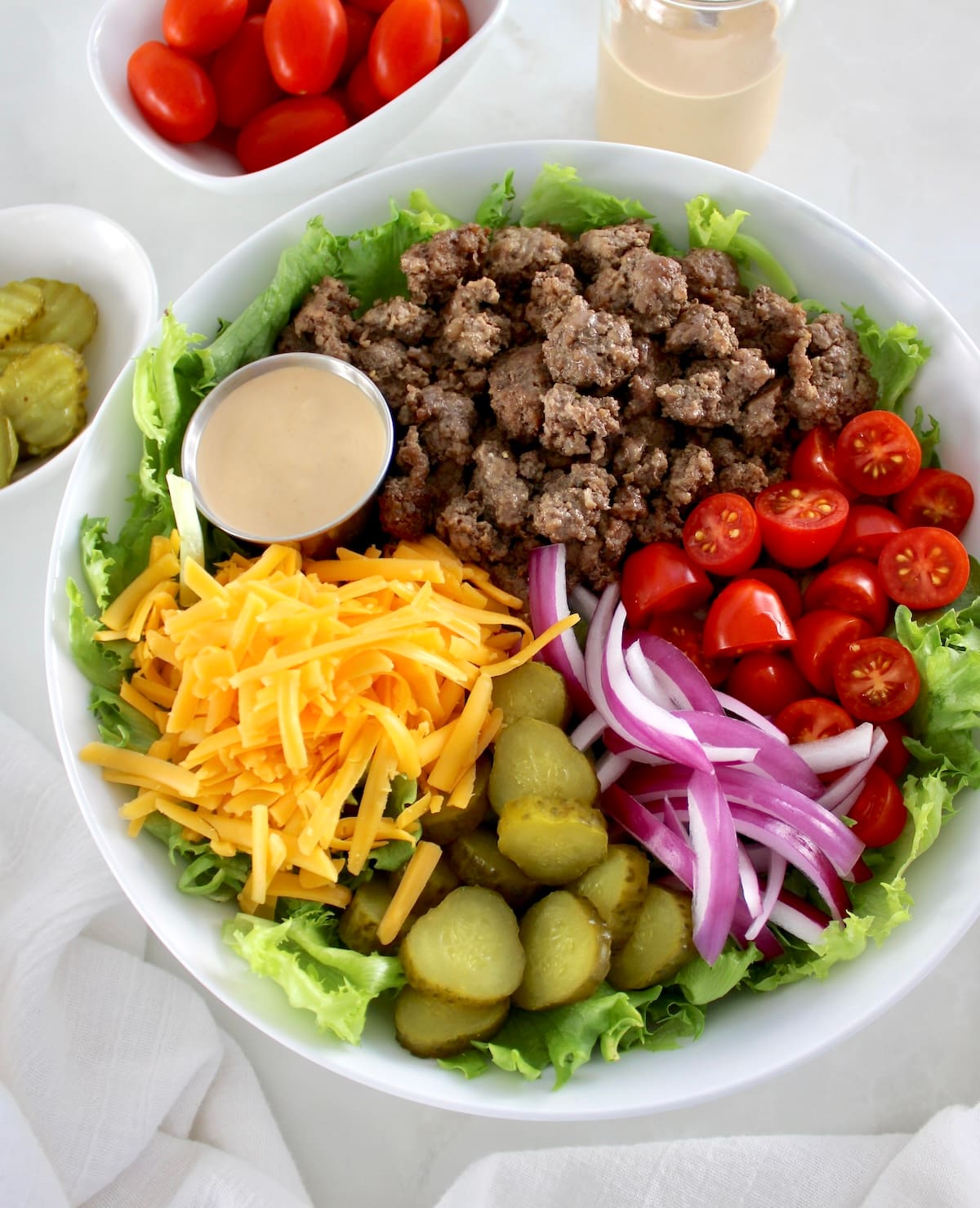 overhead view of Burger Bowl
