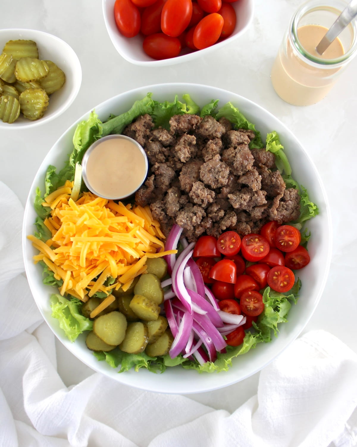 overhead view of Burger Bowl