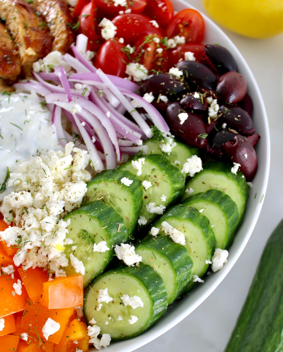closeup of Greek Chicken Bowl
