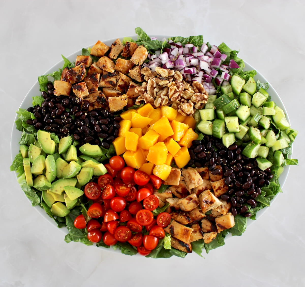 Chopped Chicken Mango Salad on oval platter
