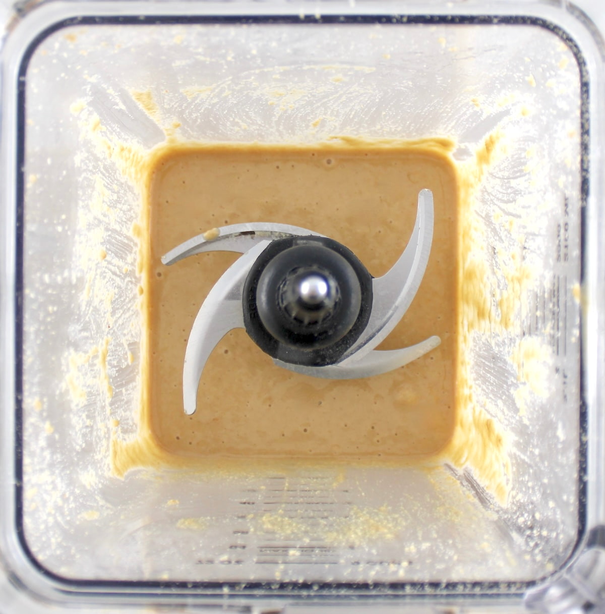 overhead view of Homemade Tahini in blender