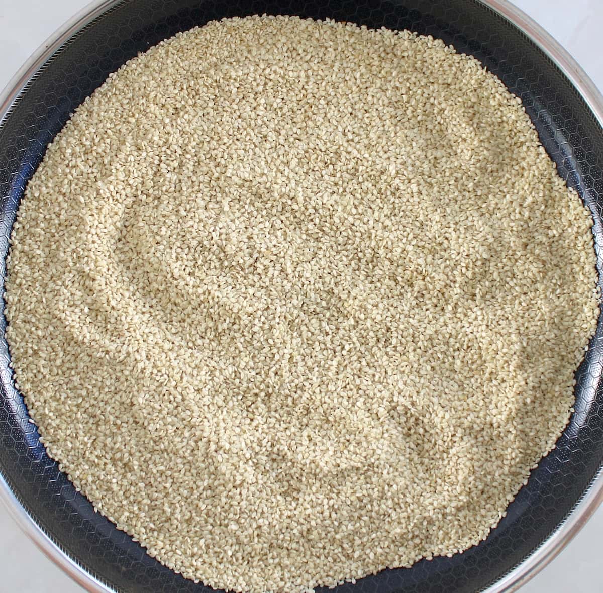 sesame seeds in skillet