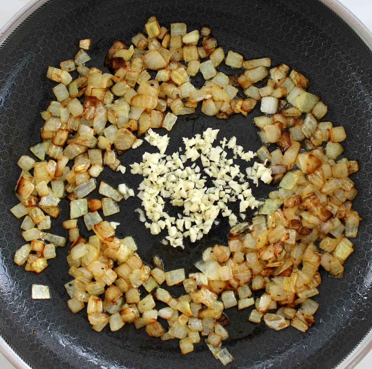 sautéed onion and garlic in skillet