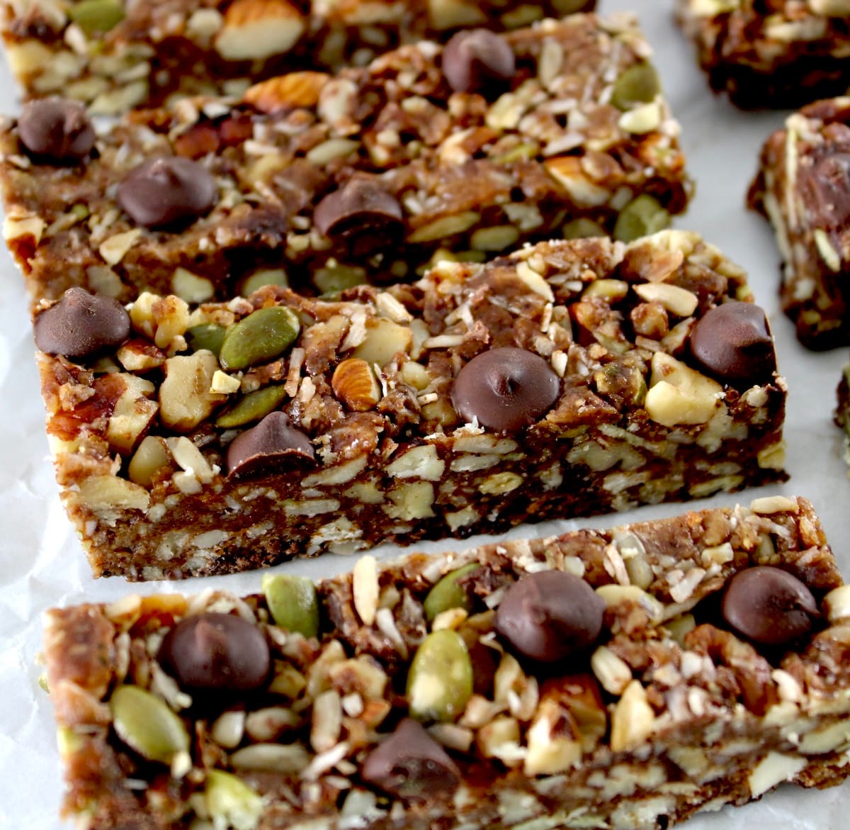 No Bake Granola Bars on parchment paper