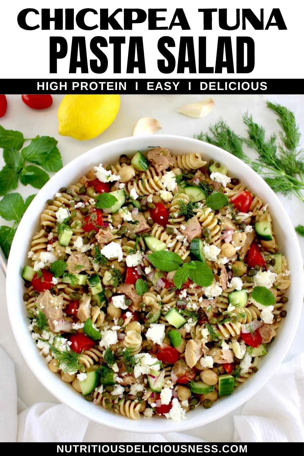 Chickpea Tuna Pasta Salad pin